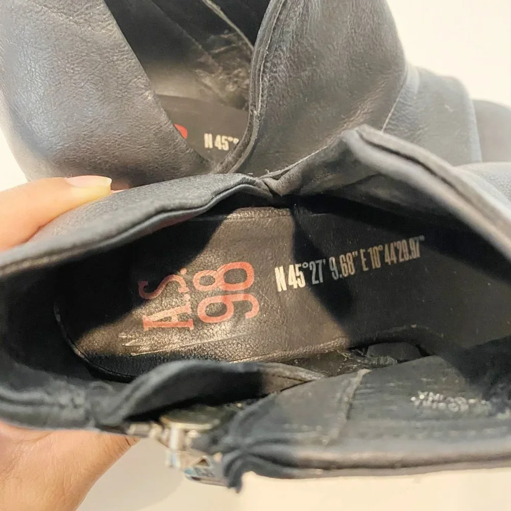 FINAL SALE: A.S.98 Leather black Miles Peep Toe Bootie New - Picture 10 of 14